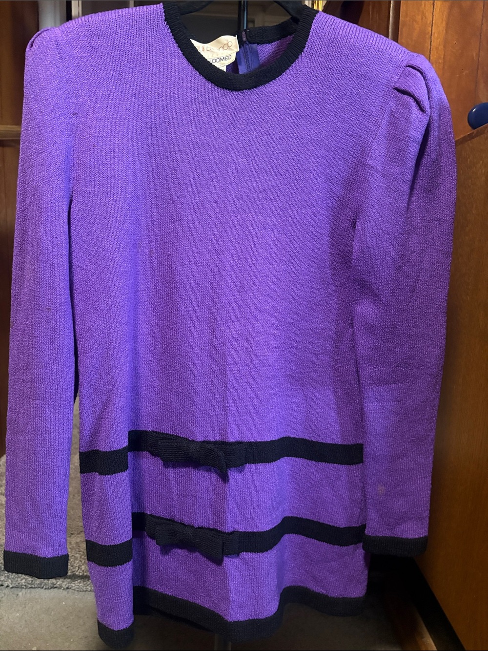 Vt Raul Blanco Purple Crewneck Sweater/Deess with Black Trim and Bows size 10